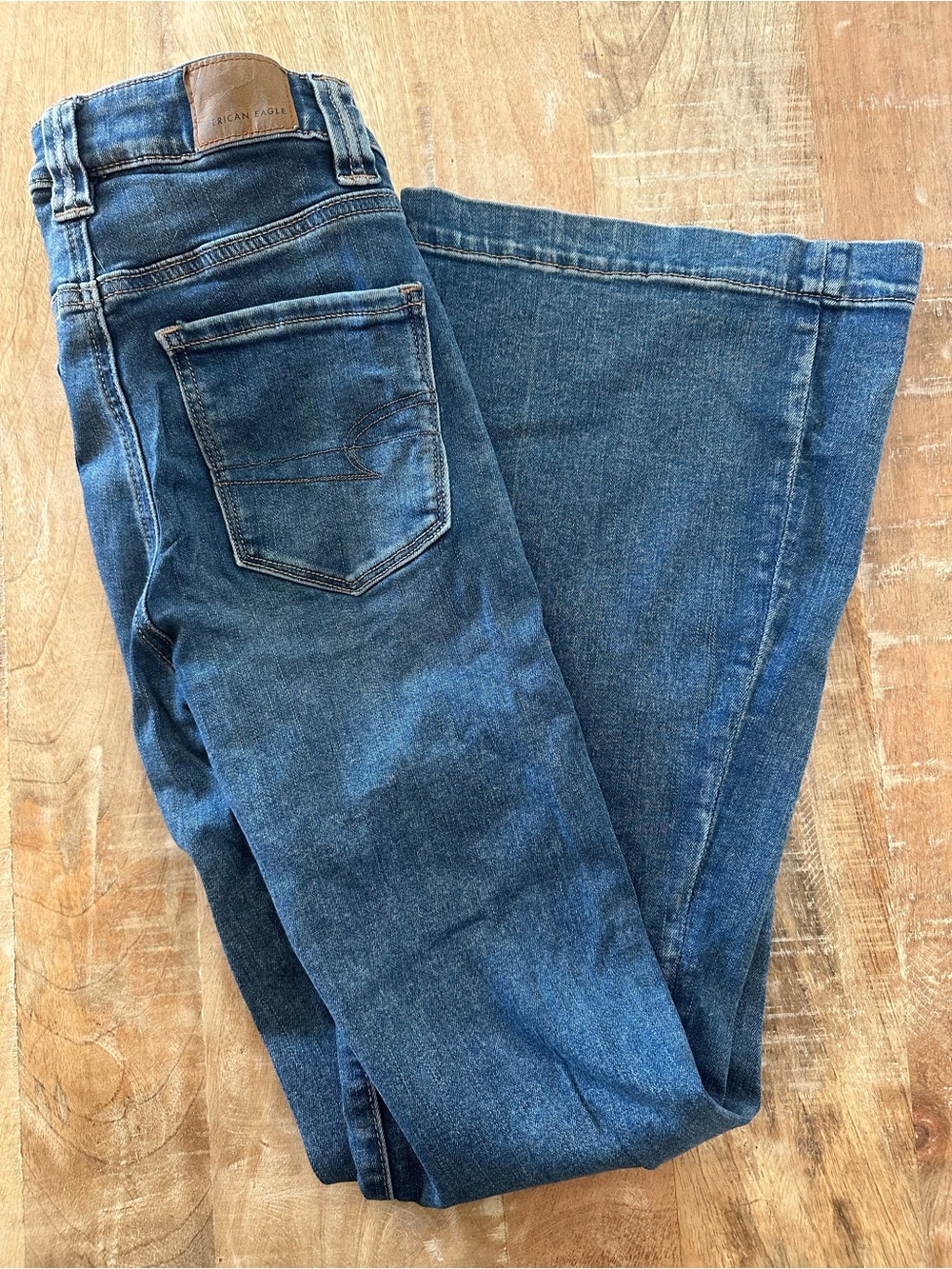 American Eagle Outfitters Women's Blue Denim Next Level Stretch Flare Jeans
